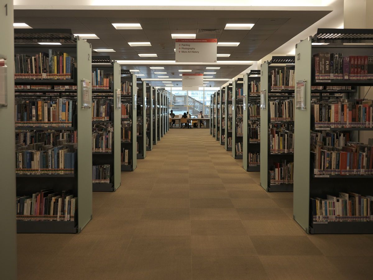 Shelves of books at a library